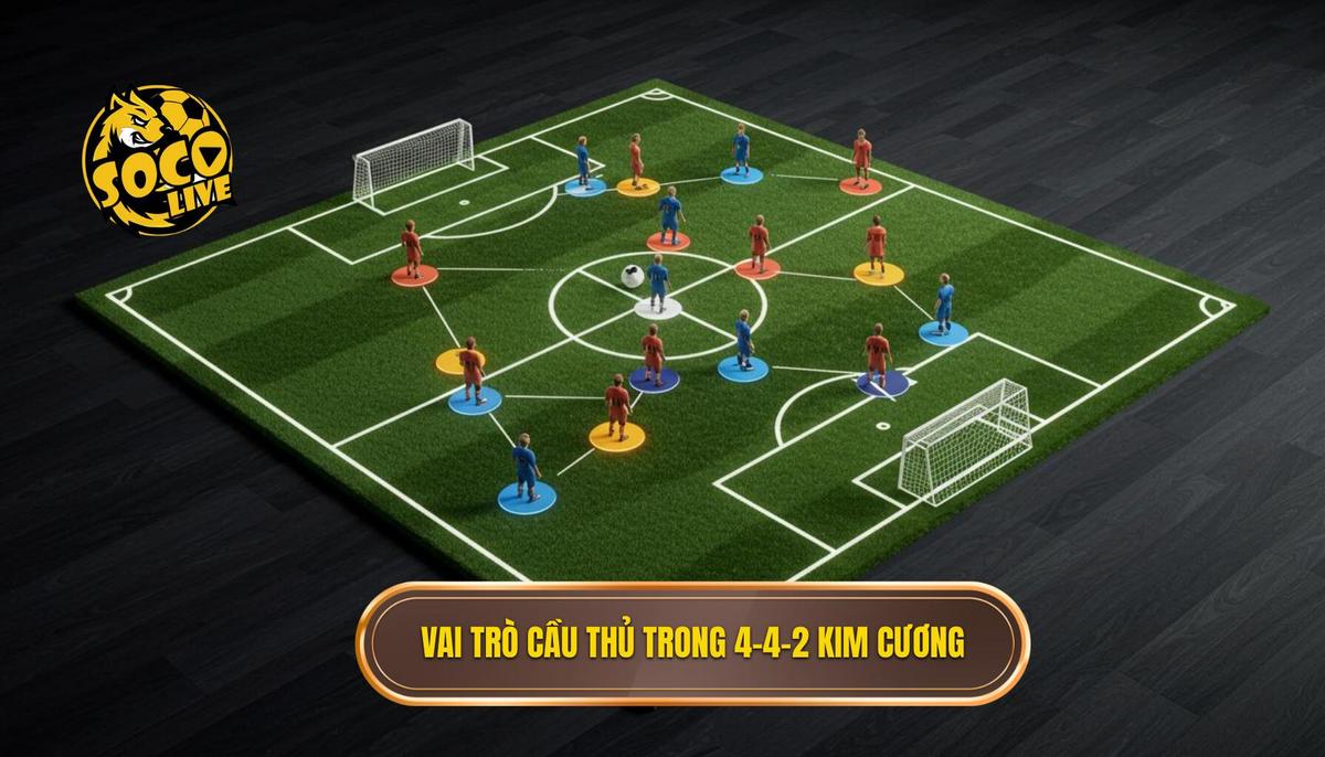 Phân Tích Cấu Trúc và Vai Trò Cầu Thủ Trong 4-4-2 Kim Cương